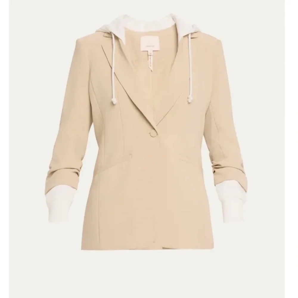 Cinq à Sept Beige Blazer with White Hoodie Detail - Picture 3 of 6